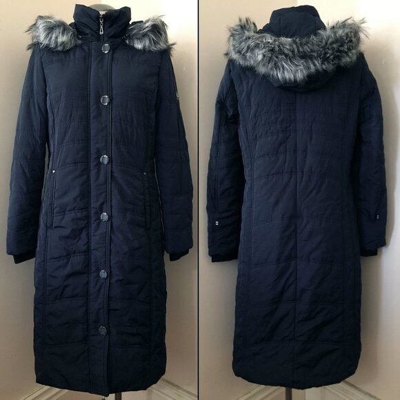[Novelti] Navy Blue Padded Parka w/ Detachable Faux Fur Hood | M | Good - Picture 1 of 13
